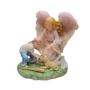 Seraphim Classics Angels Watch Over Me Vintage Figurine Baseball Bat Boy Dog